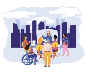 illustration of people in Houston