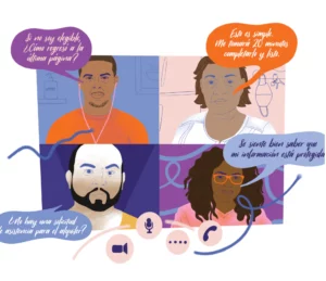 Group of people collaborating on a video call